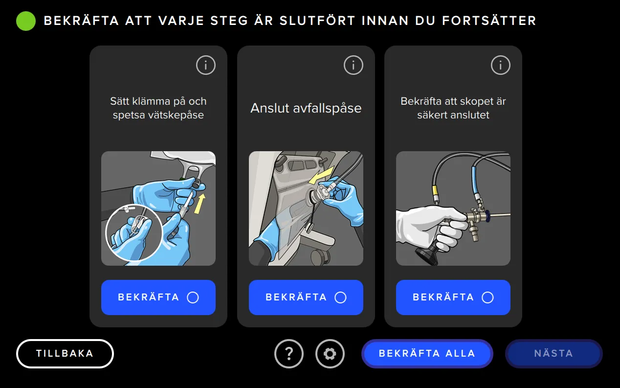 Skärmbild från Fluent Pro Fluid Management System-gränssnittet som visar systeminställningen.