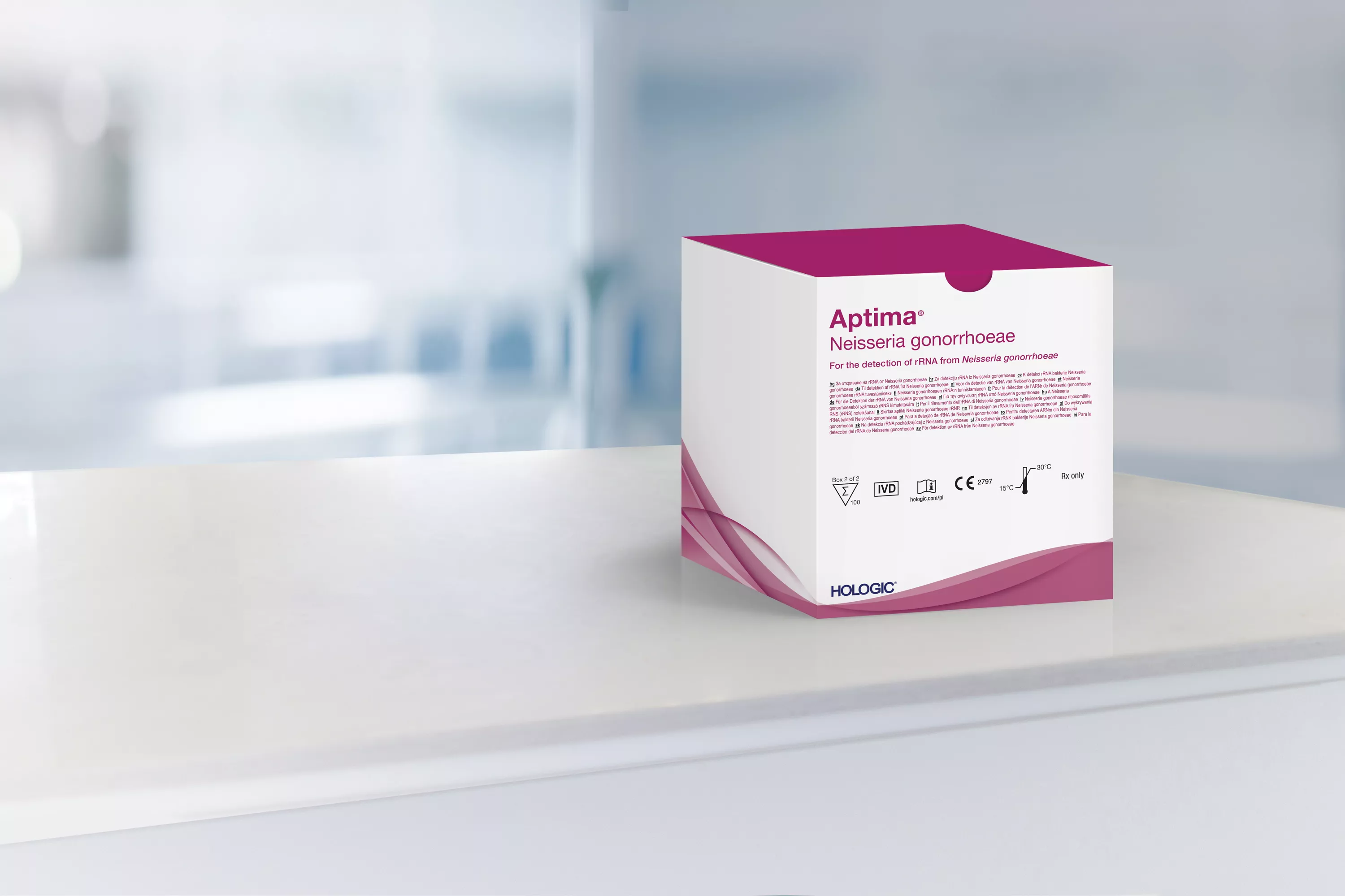 Analysförpackning mot laboratoriebakgrund