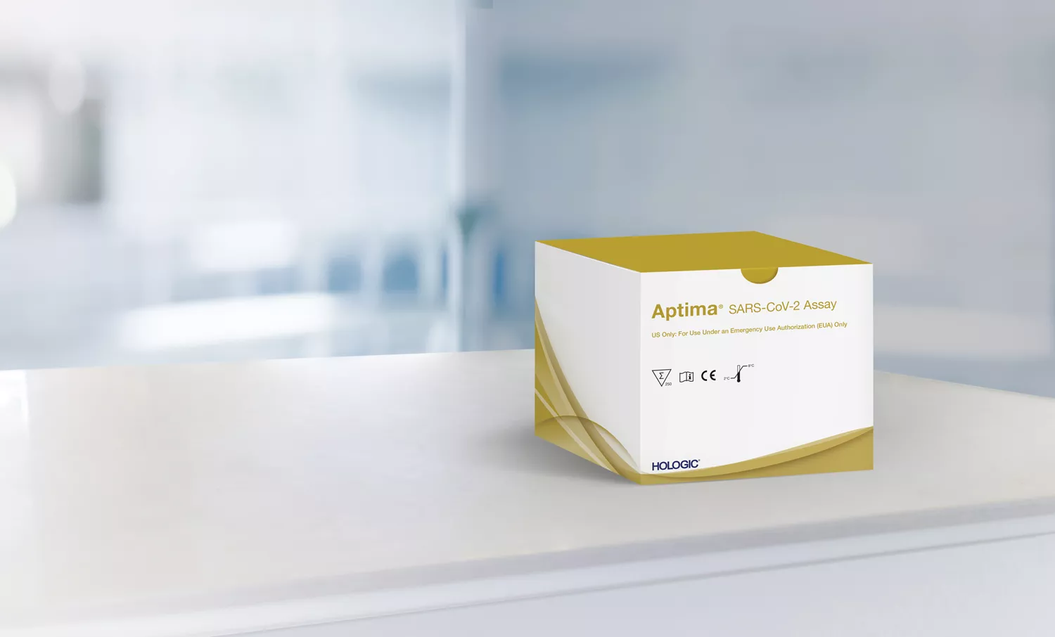 Analysförpackning mot laboratoriebakgrund