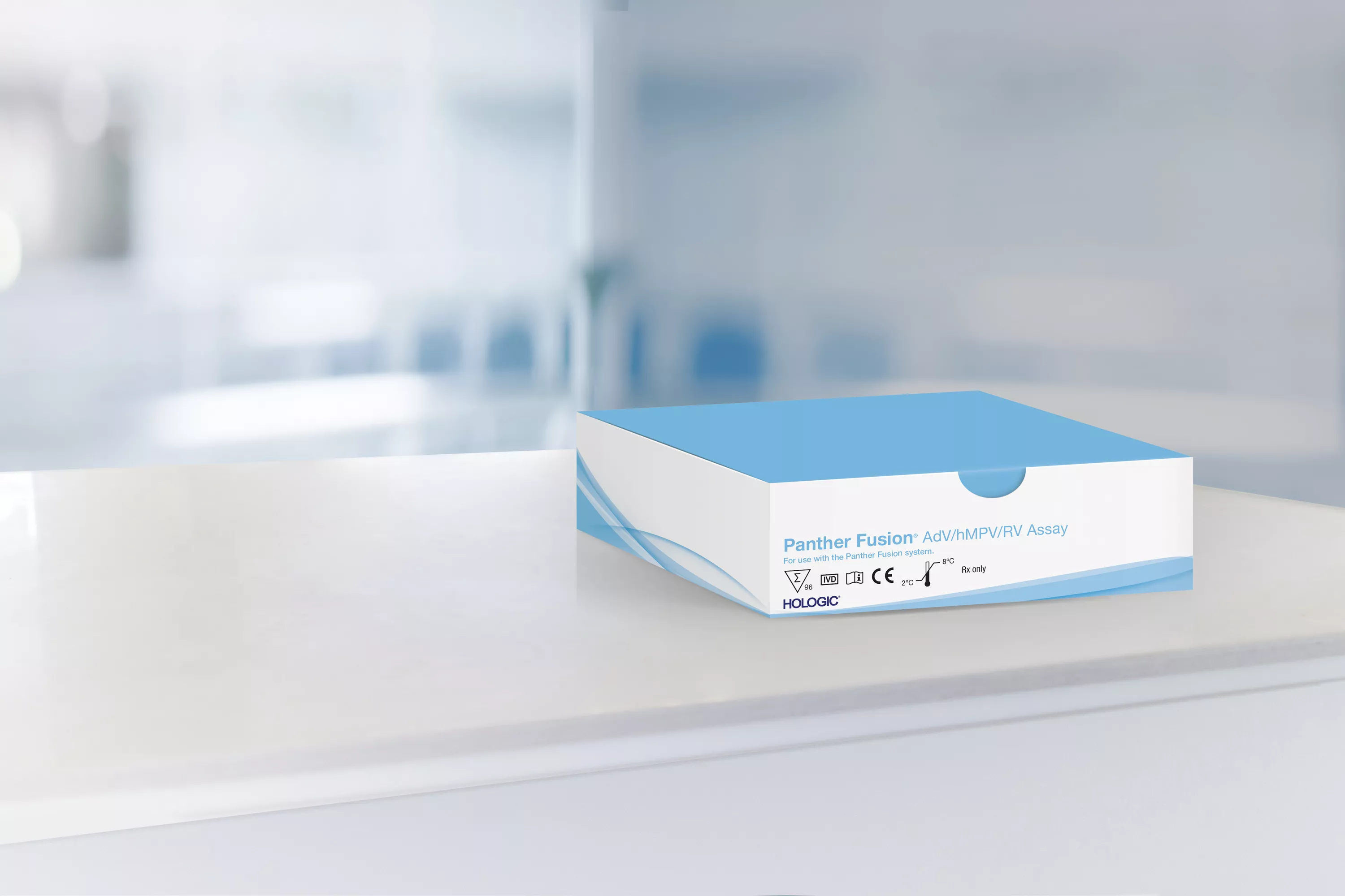 Analysförpackning mot laboratoriebakgrund